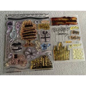 Birthday Wishes Clear Stamps Set Cakes Candles Presents 2010 Hot Off the Press